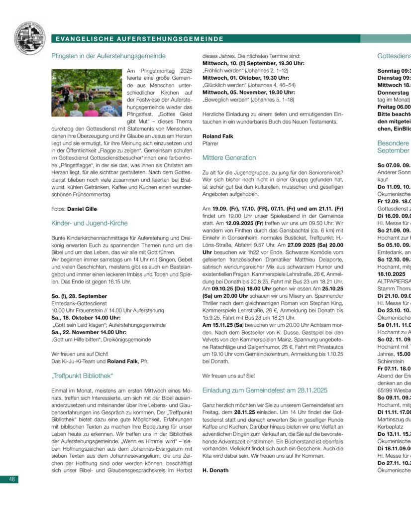 Katholische Gemeinde St. Peter und Paul — Herbst 2025 – Katholische Gemeinde St. Peter und Paul, Schiersteiner Leben Herbst 2025, Wiesbaden-Schierstein