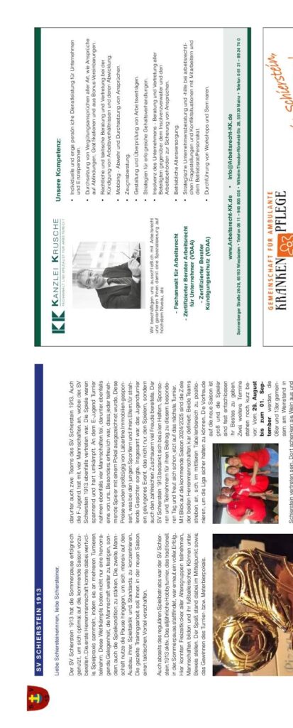 SV Schierstein 1913 — Herbst 2024 – Sportverein Schierstein 1913 e.V., Schiersteiner Leben Herbst 2024, Wiesbaden-Schierstein