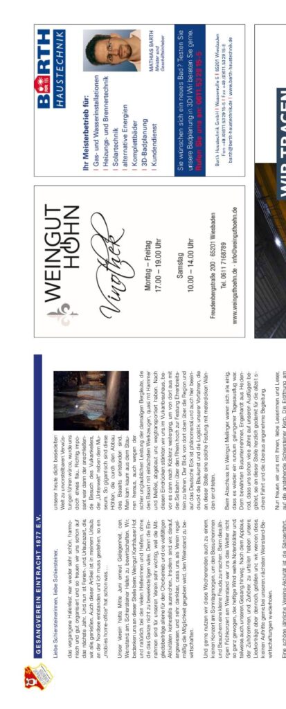 Gesangverein Eintracht 1877 e.V. — Herbst 2024 – Gesangverein Eintracht 1877 e.V., Schiersteiner Leben Herbst 2024, Wiesbaden-Schierstein