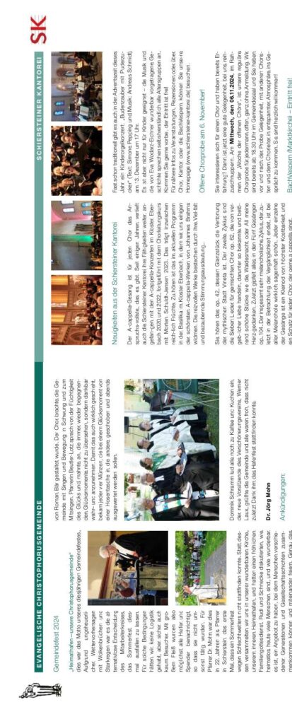 Evangelische Christophorusgemeinde — Herbst 2024 – Evangelische Christophorusgemeinde, Schiersteiner Leben Herbst 2024, Wiesbaden-Schierstein