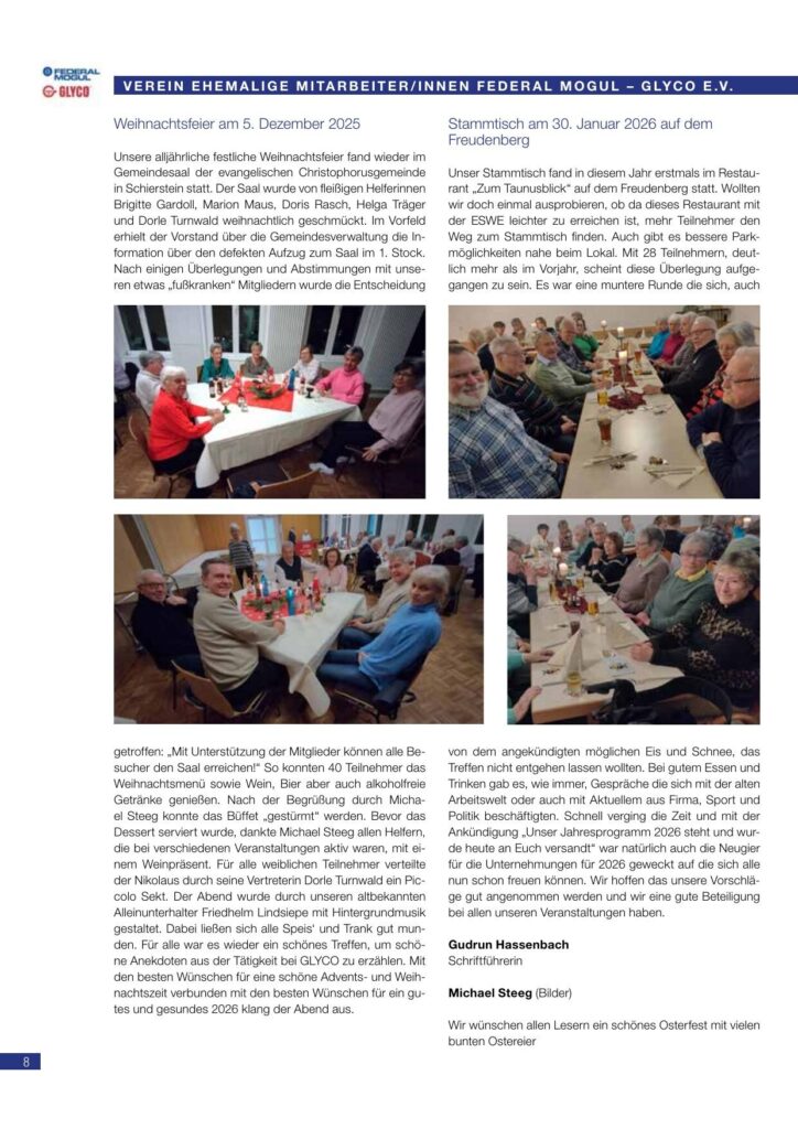 FM-GLYCO Pensionärsverein e.V. — Ostern 2026 – Verein ehemaliger Mitarbeiter Federal-Mogul/Glyco e.V., Schiersteiner Leben Ostern 2026, Wiesbaden-Schierstein