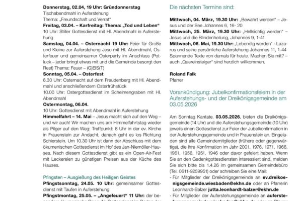 Evangelische Auferstehungsgemeinde — Ostern 2026
